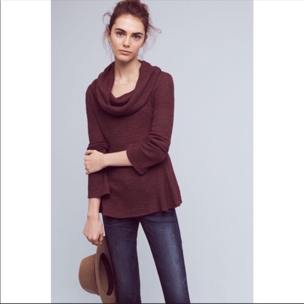 Anthro Postcard Maursia Cowl Neck Waffel Top
